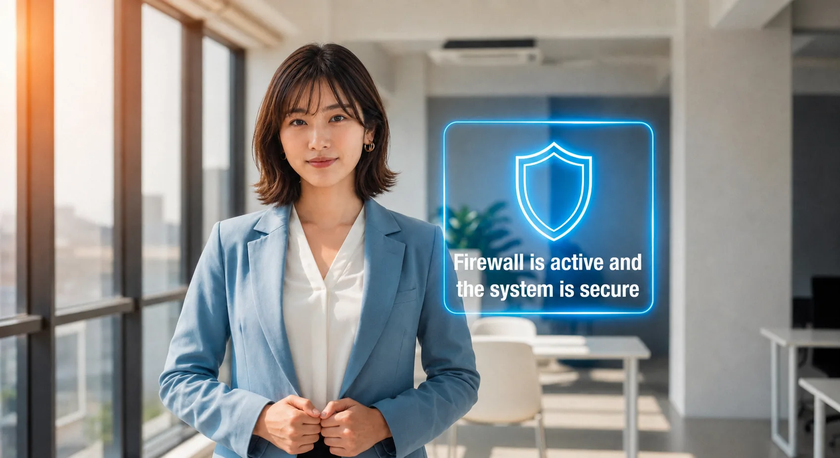 Security professional with digital shield
